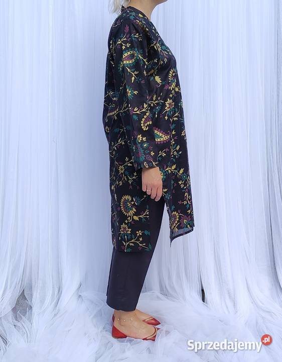 Długa tunika czarna kolorowa S 36 bawełna Rozmiar 36(S) Szczecin