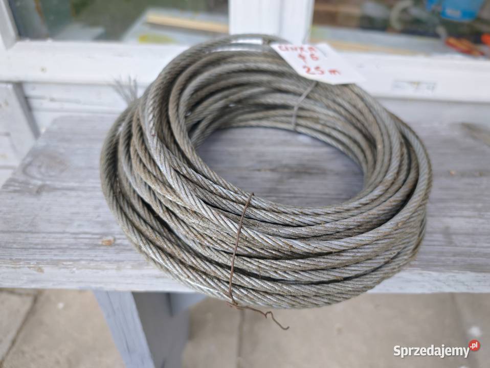 Linka stalowa średnica 6 mm 25 m nowa Stąporków sprzedam