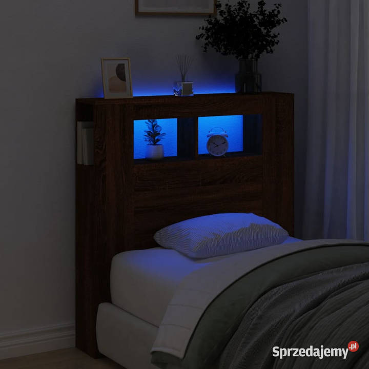 Wezgłowie łóżka z LED brązowy dąb 100x185x1035