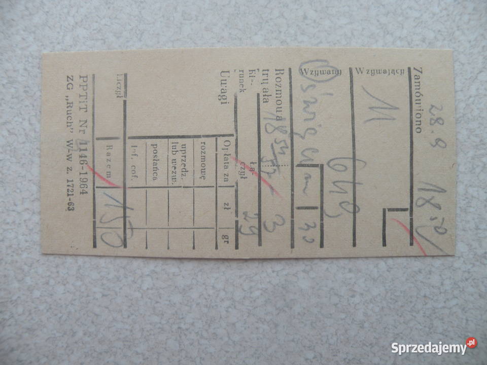 Druk poczta Rozmowa międzymiastowa 1964r Andrychów