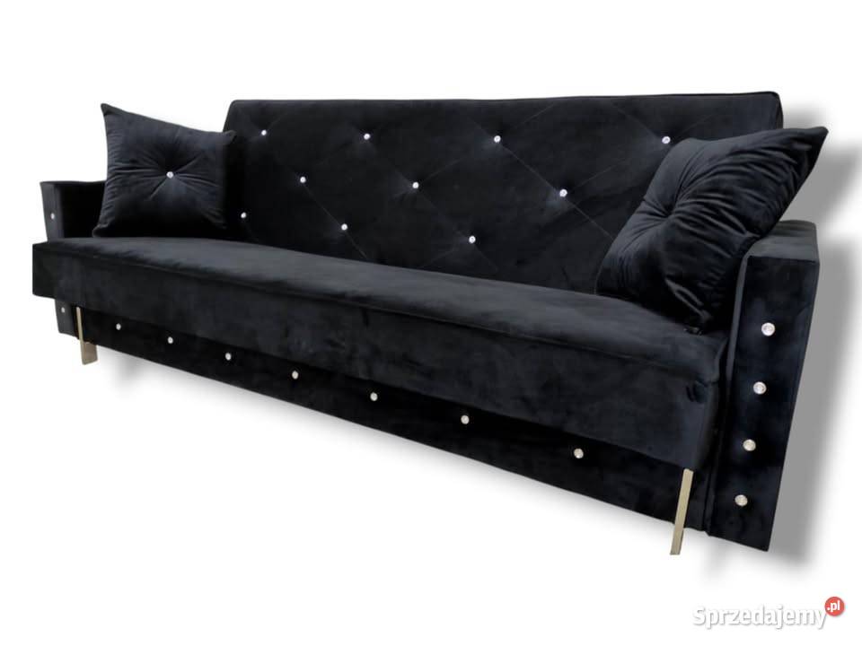 Sofa Glamour rozkładana Kanapa kryształ