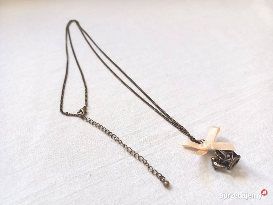 Naszyjnik długi Wisiorek KLATKA PTASZEK metal