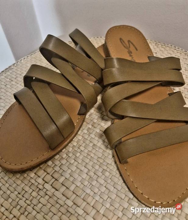 Klapki buty damskie Seven7 stan b paski khaki 25cm lubelskie Lublin