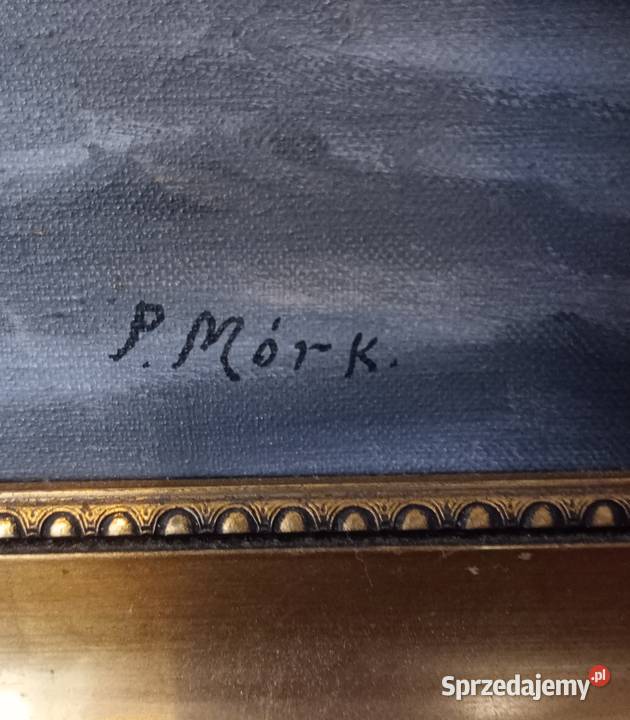 Obraz olejny na płótnie sygnowany Żaglowiec