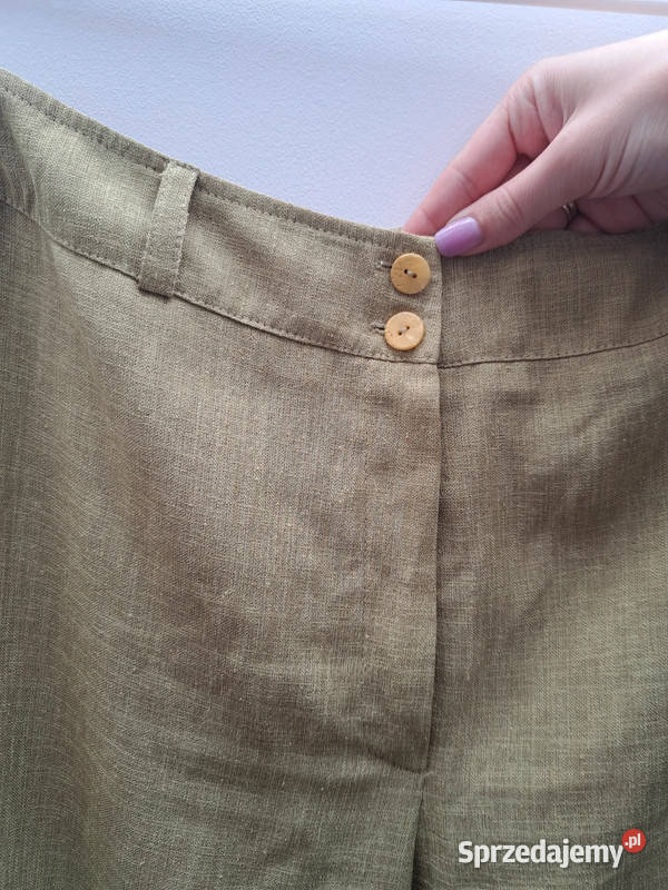 Lniane spodnie Safari Woman rozmiar 38 naturalna Spodnie Trąbki Wielkie