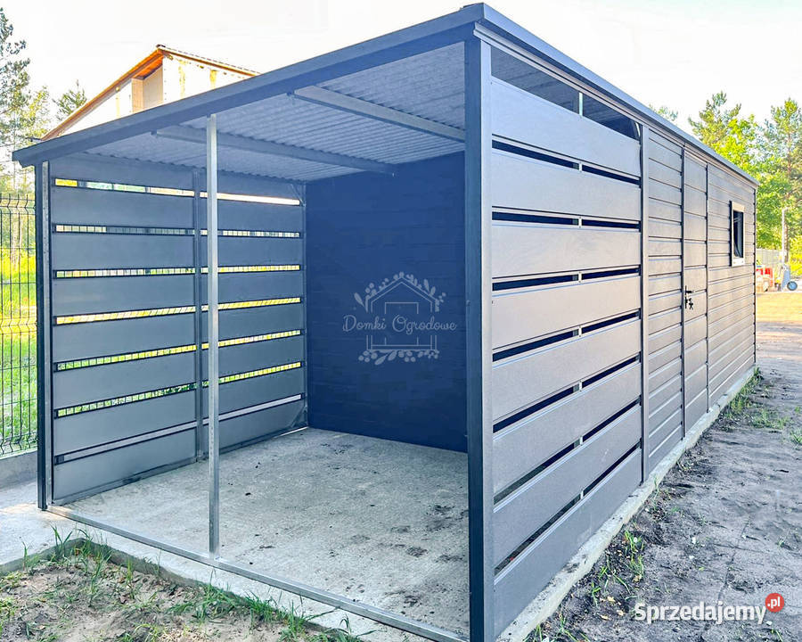 Schowek Domek ogrodowy 45x25m wiata 2m antracyt Dobre Miasto