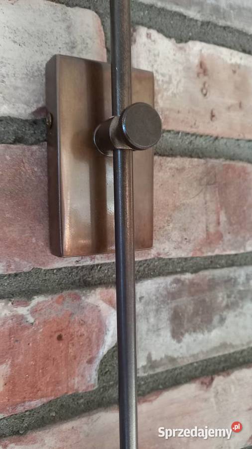 Kinkiet ścienny metalowy mosiężny ze szklanym sprzedam