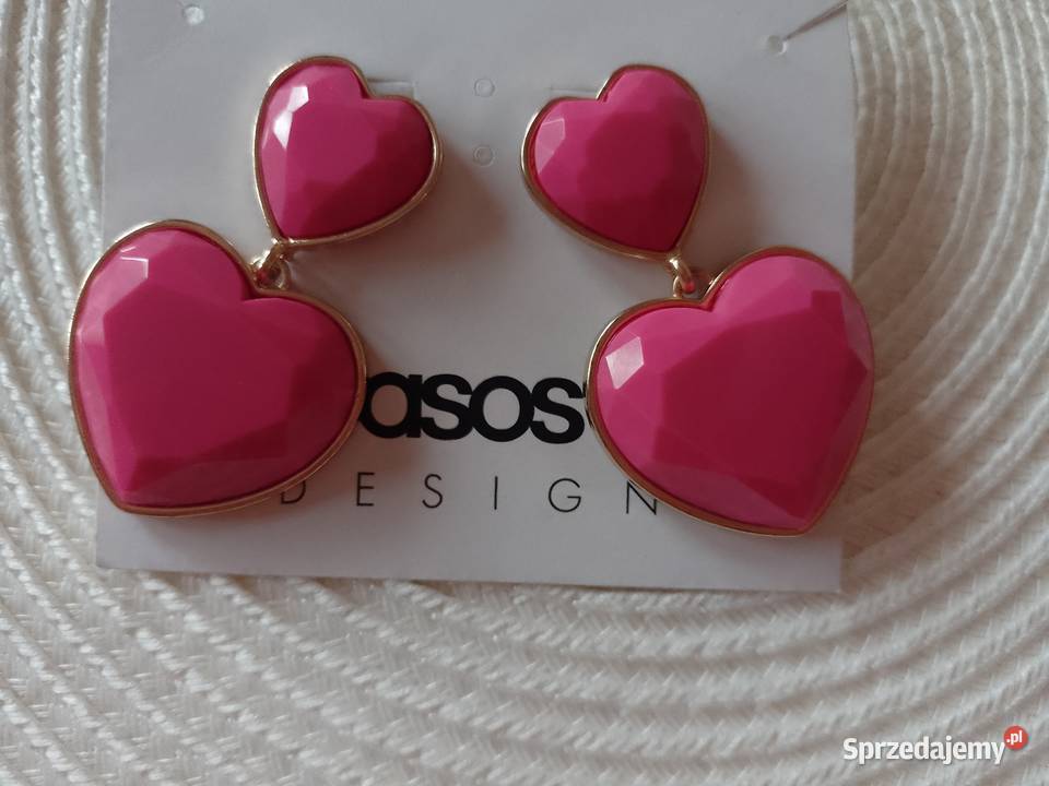 ASOS Duże różowe kolczyki z Londynu serca NOWE małopolskie Kraków sprzedam