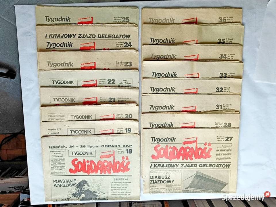 Tygodnik Solidarność 30 egz z rocznika 1981 i miękka Gdynia