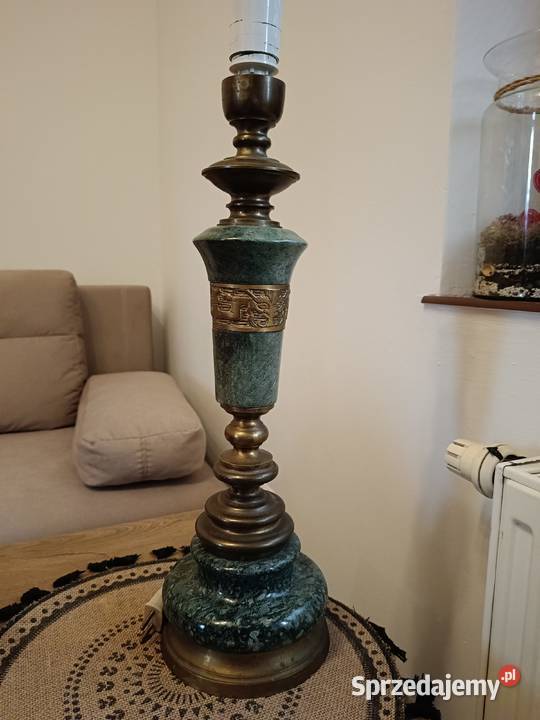 Stara lampa z marmuru i mosiądzu Lipno