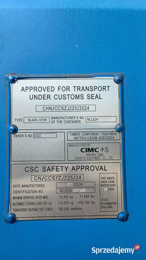 Kontener morski 12 metrowy40 HC Płock