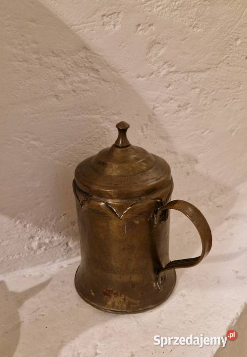 Stary DZBANEK miedziany z patyną z brązu lubelskie Lublin