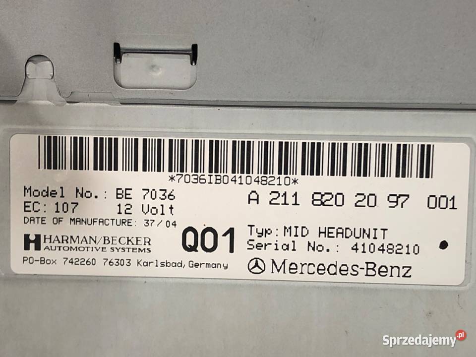 RADIO MERCEDES W211 A2118202097 0209 ODTWARZACZ podkarpackie