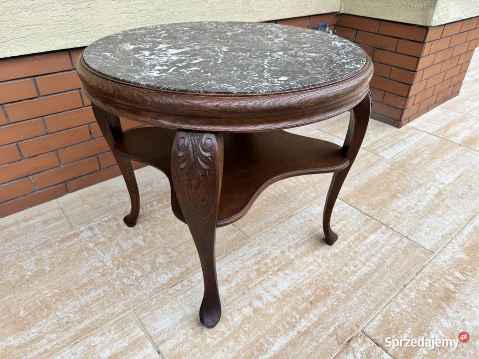 Stolik z kamiennym blatem stylowy kawowy okrągły Sulbiny sprzedam