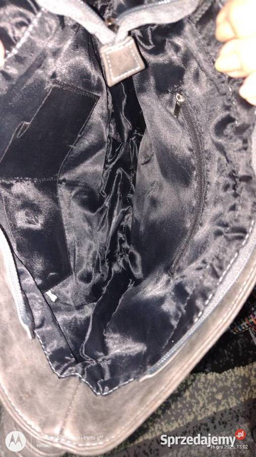 Elegancka szara torebka ze skóry Im Haoda Torby i torebki Ostrów Wielkopolski