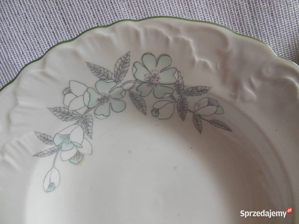 Talerze głębokie w szare kwiaty PRL 2 Porcelana i szkło świętokrzyskie Kielce sprzedam