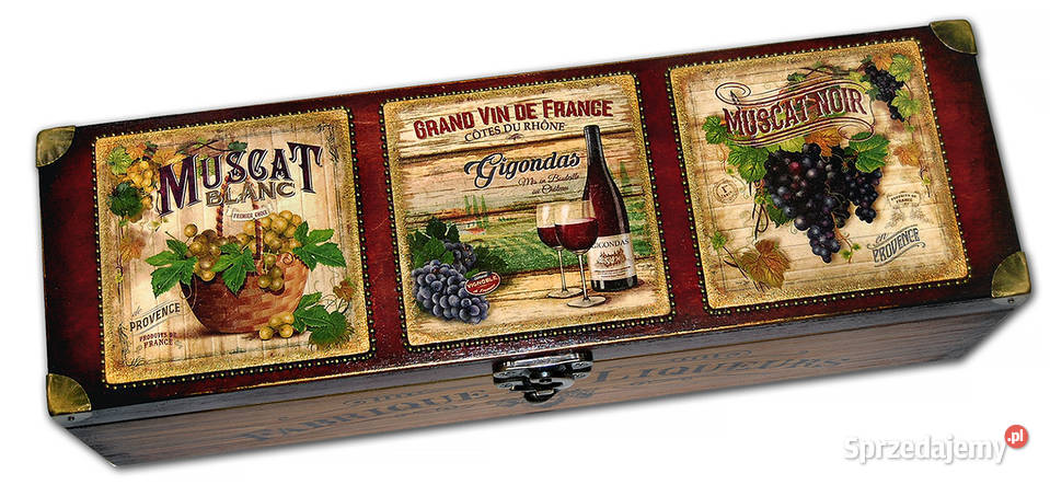 drewniana SKRZYNKA NA WINO Marsannay la Cte wielokolorowy Bydgoszcz sprzedam