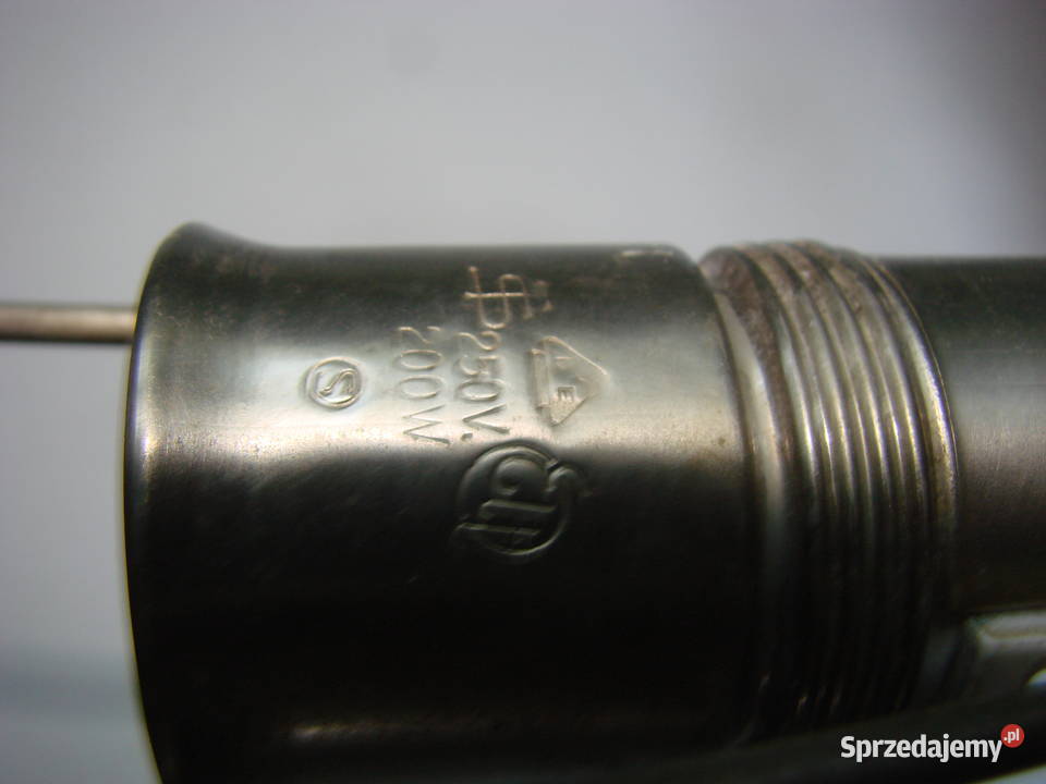 stara cynowa lampa elektryczna sygnowana Pruszcz Gdański