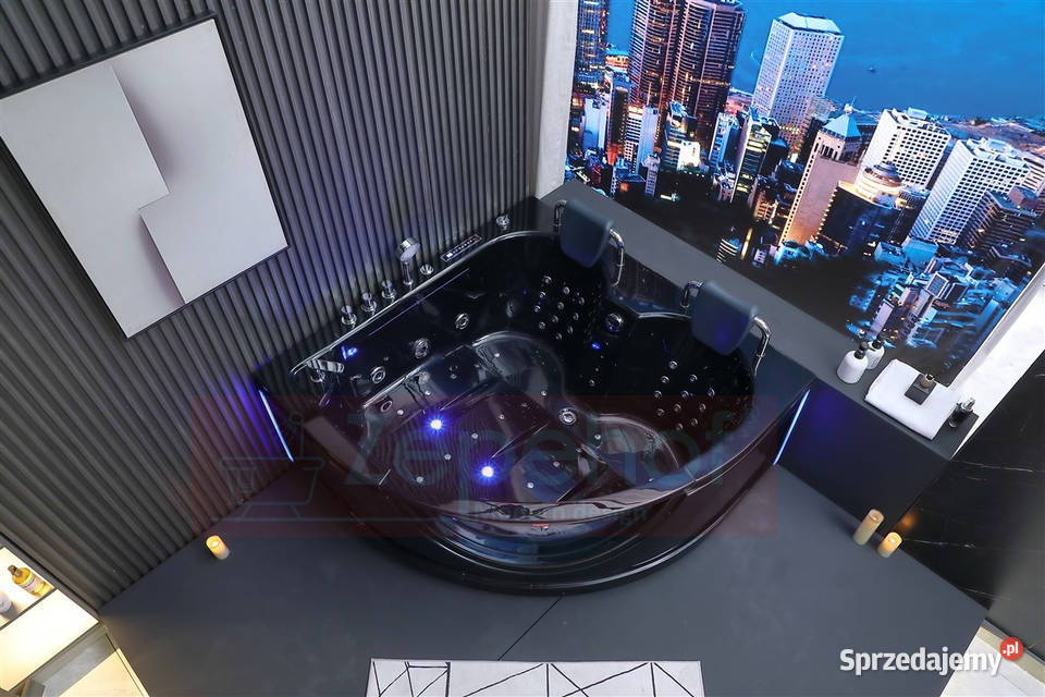 Wirujące dysze Czarna wanna z hydromasażem Grabówka