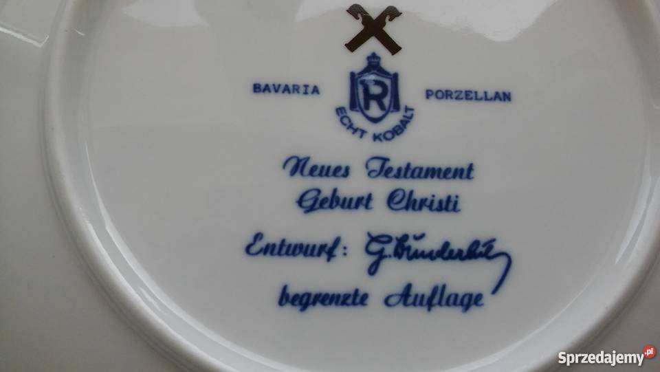 talerz Bavaria Echt kobalt złoto cudo 1978 Boże Dekoracje i ozdoby pomorskie Gdańsk