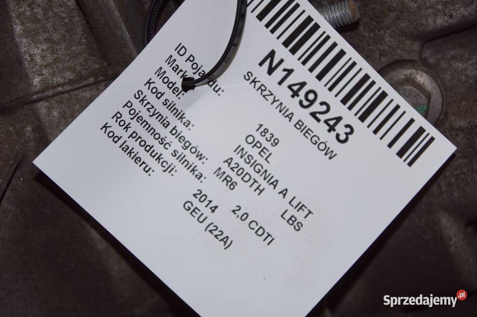 SKRZYNIA BIEGÓW INSIGNIA A LIFT 20 CDTI 160 f40 Lipno sprzedam
