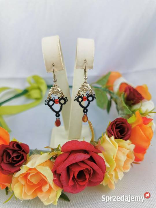 Kolczyki frywolitkowe Wiśniowa