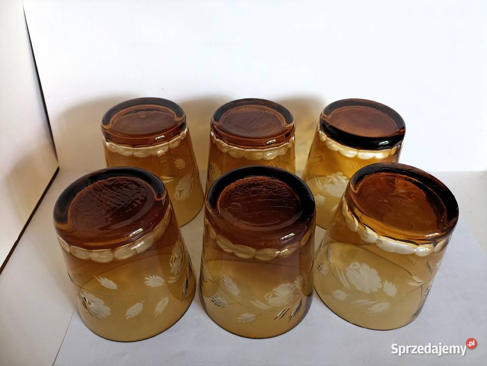 Szklanki kryształowe Hortensja PRL 6 sztuk Szklanki i kufle Bełchatów