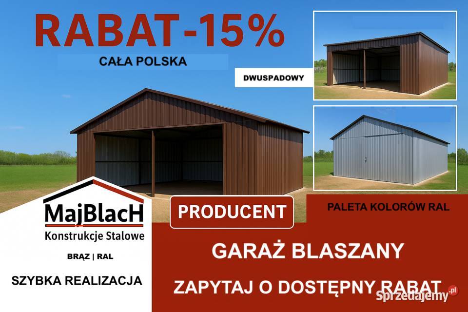 Brązowy Garaż Blaszany Blaszak Schowek Garaże mazowieckie Otwock