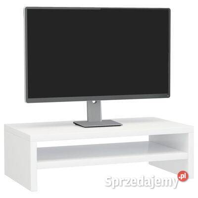 vidaXL Podstawka pod monitor, wysoki połysk, biały, 42x24x13