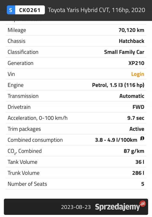SILNIK Toyota Yaris Cross 15 16V HYBRYDA 116 Janów