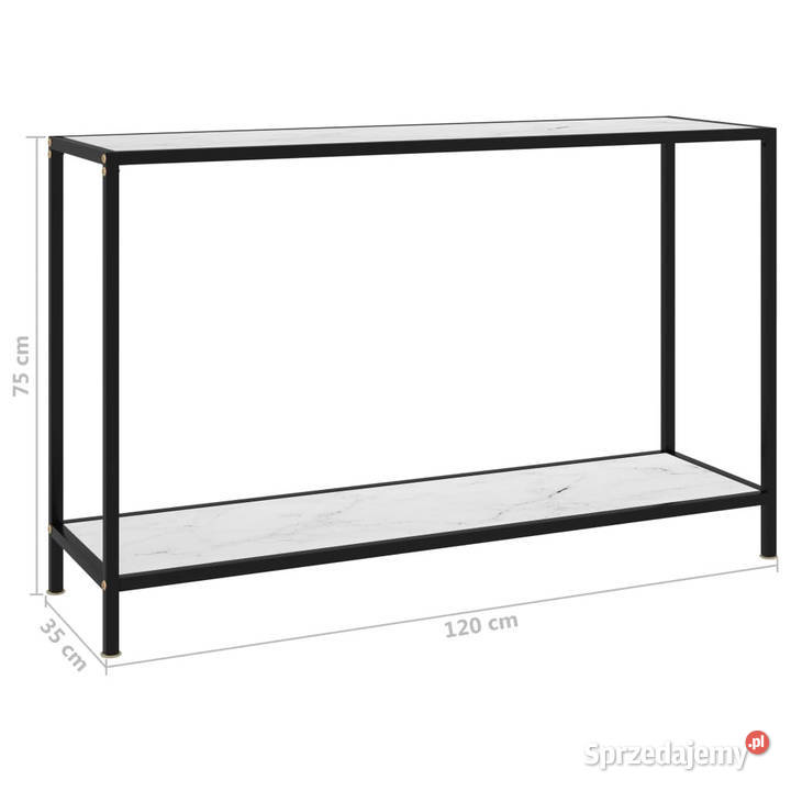 Stolik konsolowy biały 120x35x75 szkło hartowane