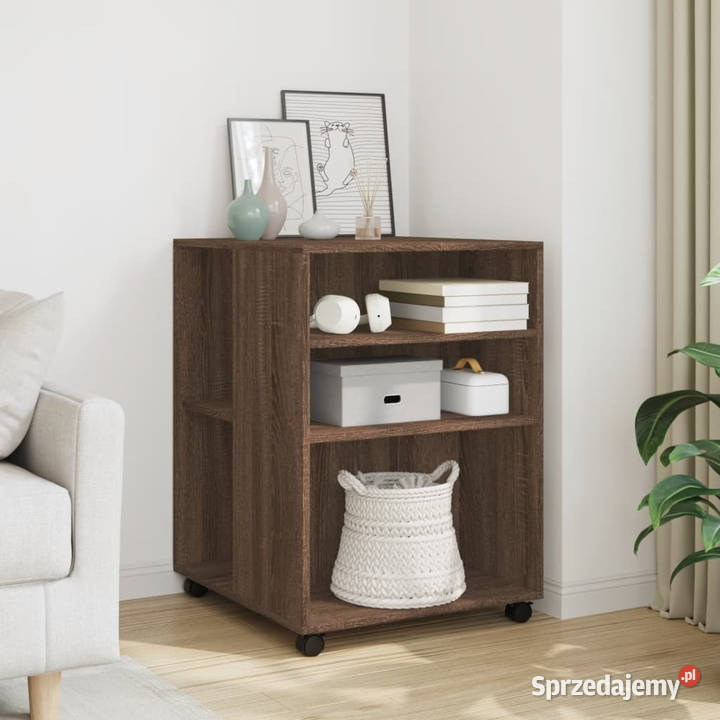 Stolik boczny na kółkach brązowy dąb 55x60x78 Warszawa