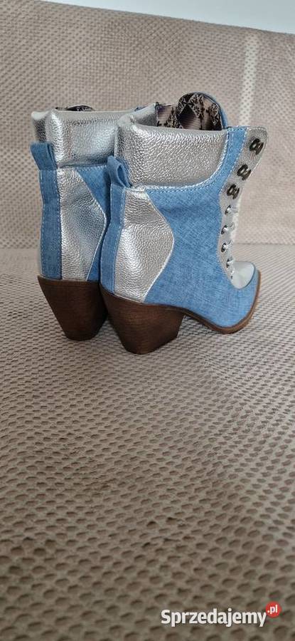 botki wiązane r 38 jeans jeansowe niebieskie małopolskie Kraków