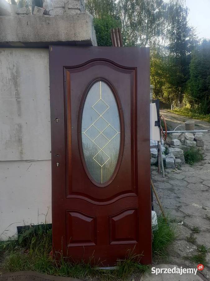 Drzwi zewnętrzne drewniane ciemny dąb Boguszów-Gorce