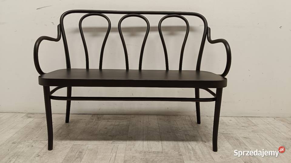 ławka z oparciem gięty buk czarna model Thonet Radomsko
