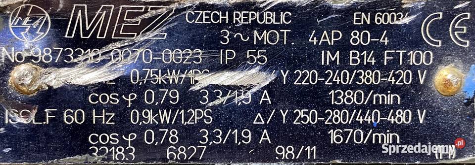 motoreduktor przekładnia 075kW 345obr 3fazowy kujawsko-pomorskie Pigża