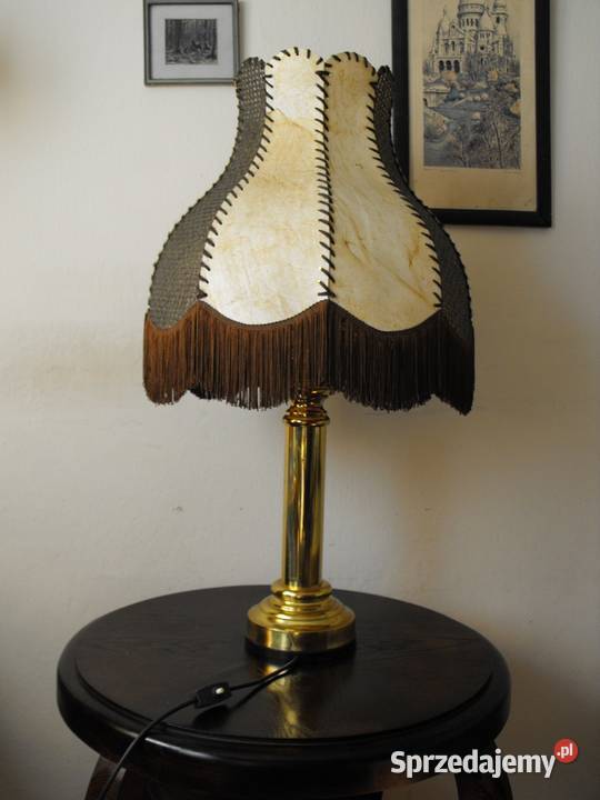 Elegancka mosiężna lampa gabinetowa skórzany łódzkie Skierniewice