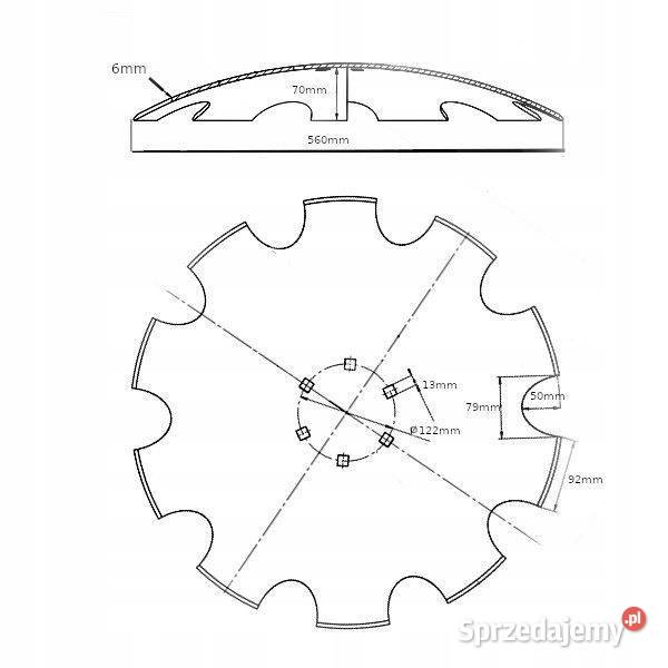 Talerz uzębiony firmy Ofas 560mm 6otw GRUBOŚĆ małopolskie Kamionna sprzedam