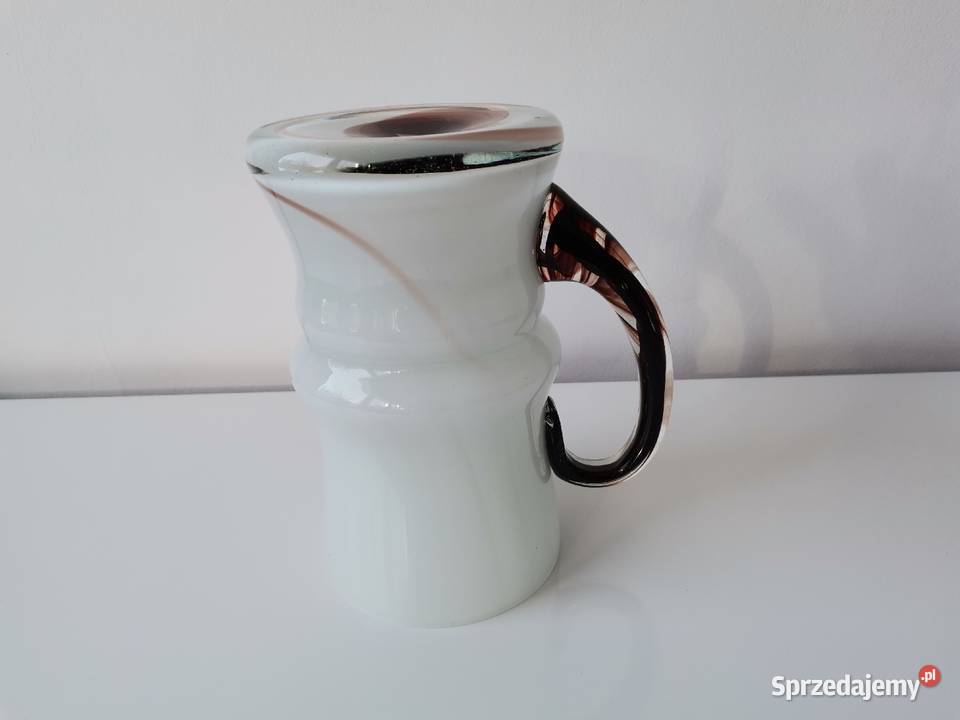 Stary duży kufel szkło design PRL Katowice