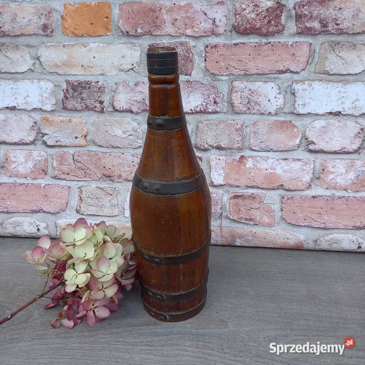 Stara drewniana butelka na wino francuska mazowieckie Warszawa