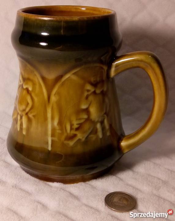 Porcelanowy szkliwiony Kufel brązowy 127 śląskie
