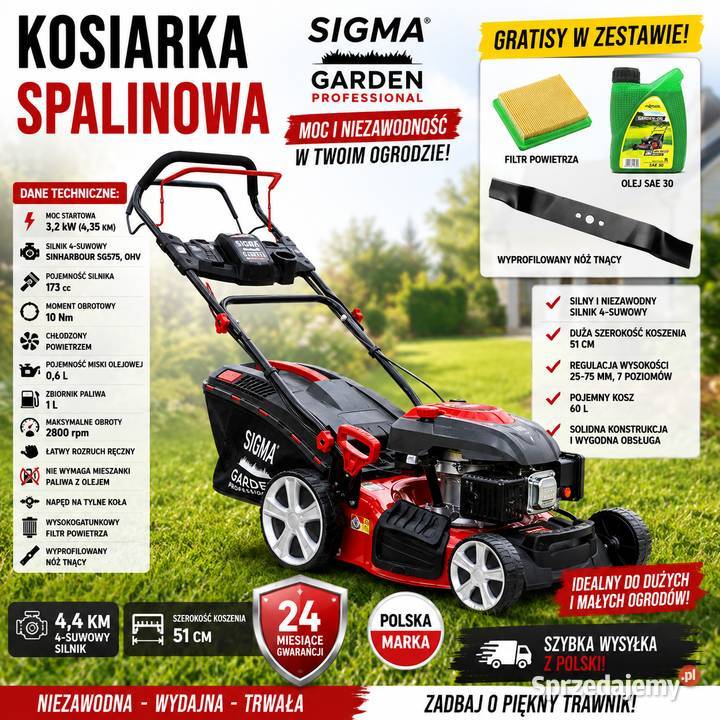 Kosiarka spalinowa SIGMA GARDEN BN53SMH-B z napędem + GRATISY