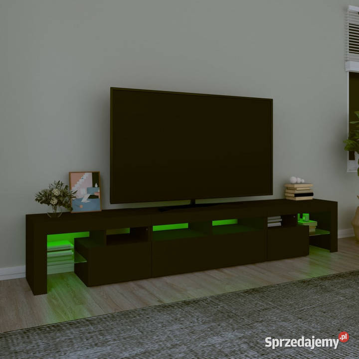 Szafka pod TV z oświetleniem LED czarna Warszawa