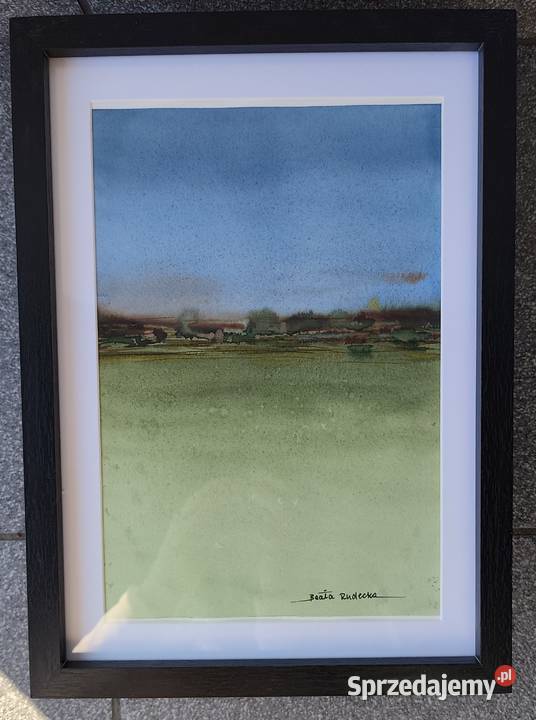 Akwarela Oryginał Pejzaż Abstrakcyjny Nowoczesny Opole