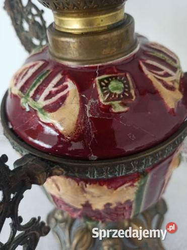 Lampa naftowa XIX w Francja majolika Budzyń sprzedam