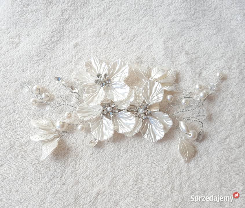 Spinka do włosów kwiaty białe koraliki róże zachodniopomorskie Szczecin sprzedam