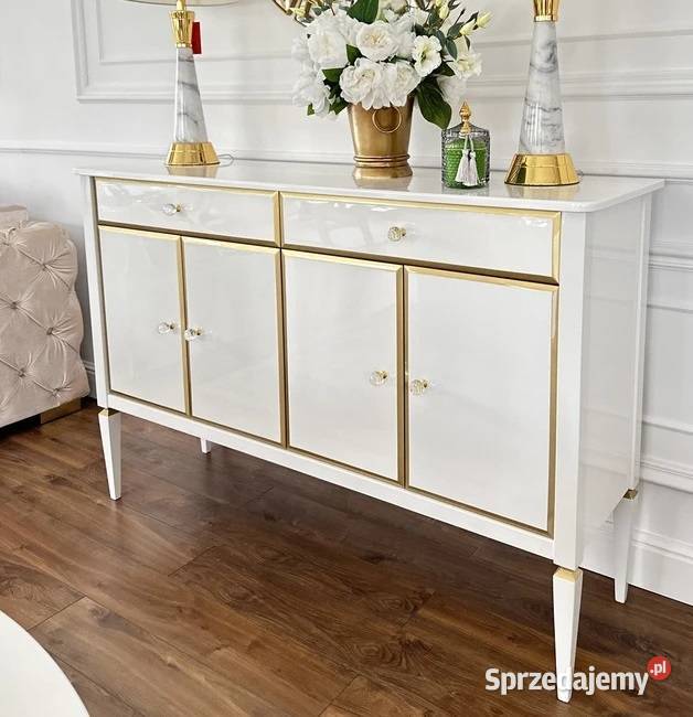 Komoda glamour ELEGANCE z dekorami styl hamptons 100cm Komody Warszawa
