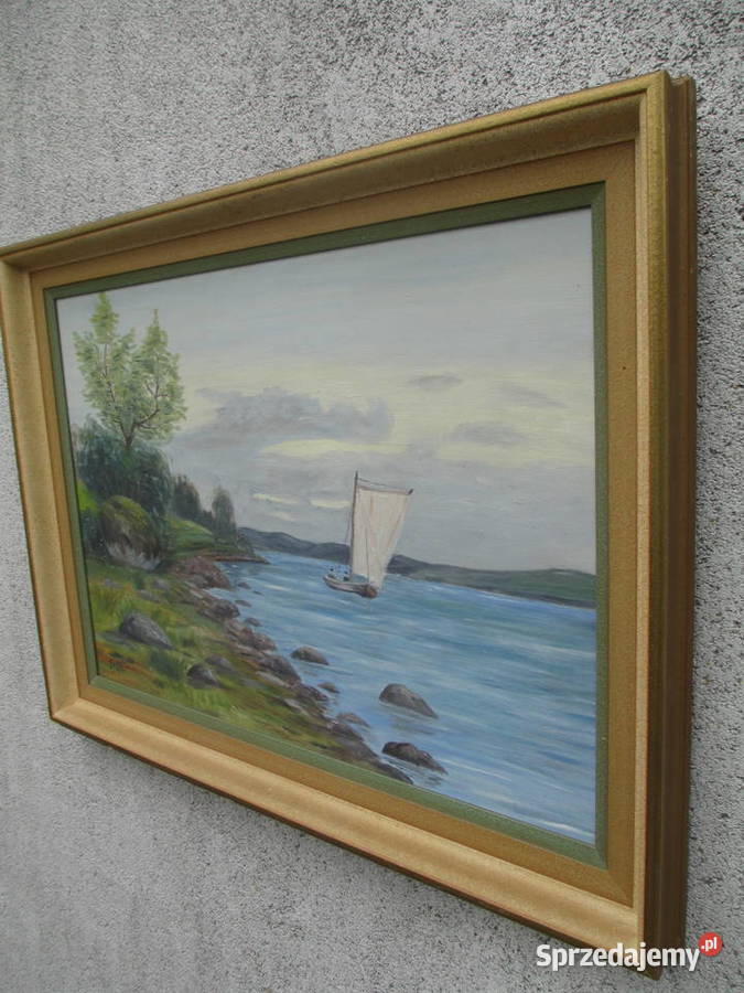 Obraz olejny Pejzaż z żaglówka lubelskie Lublin