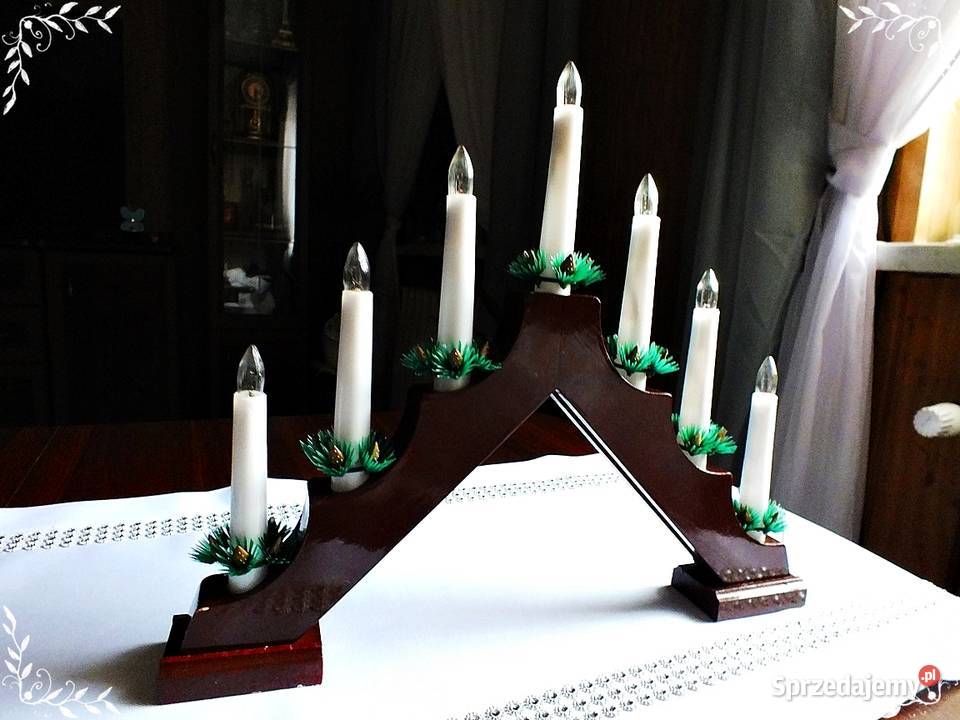 Świecznik drewniany świąteczny na okno sprzedam