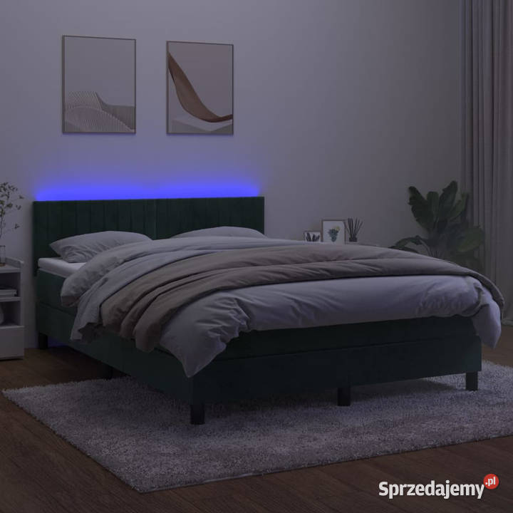 Łóżko kontynentalne z materacem i LED zielony 144cm mazowieckie Warszawa